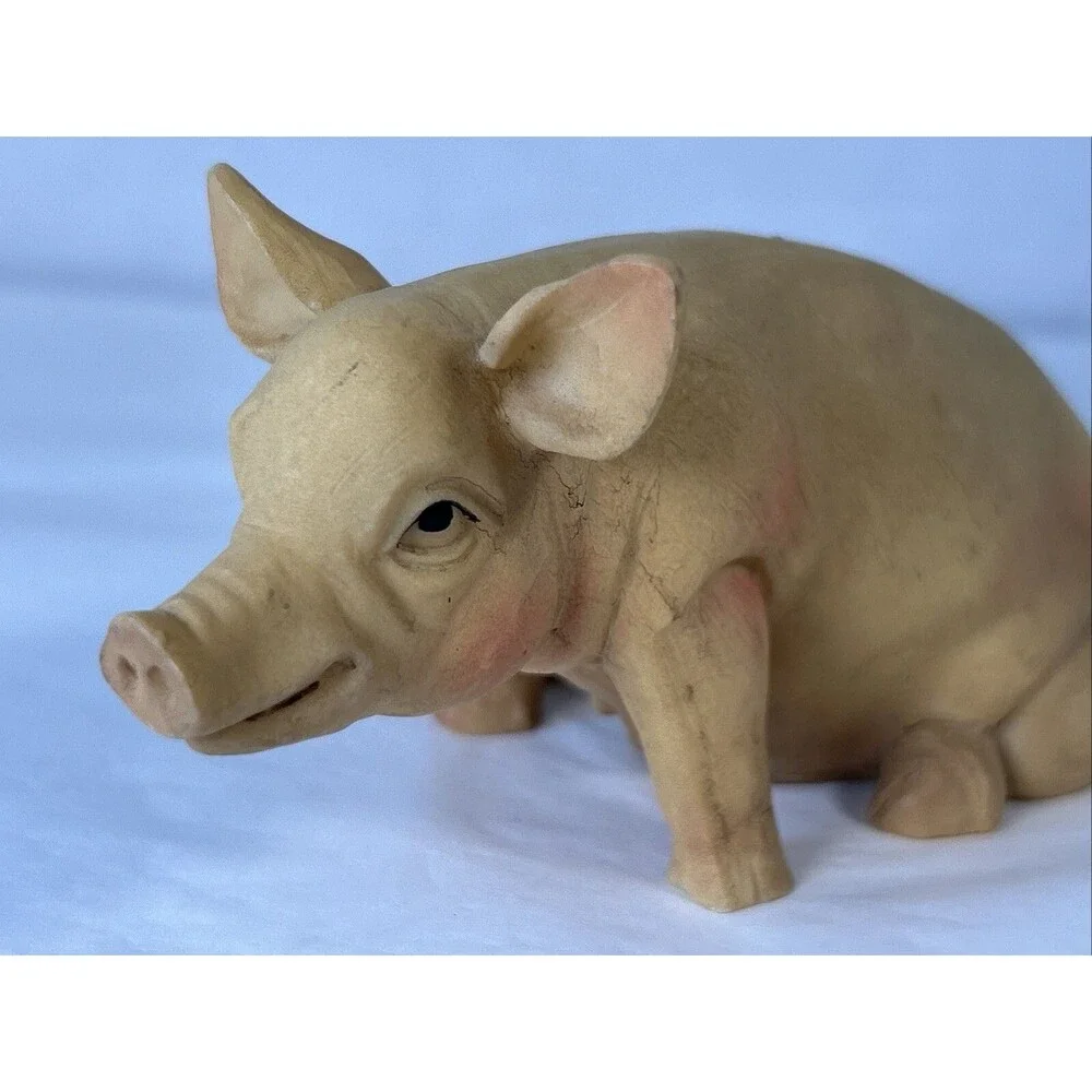 PINK Pig Figurine Resin? Detailed Country Cottage Farmhouse Animal Pet Farm